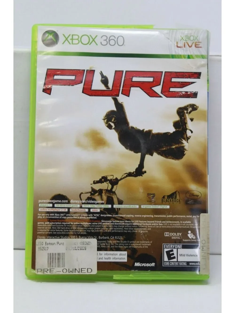 Pure (Microsoft Xbox 360, 2008) Disney Video Game Disc & Case Included